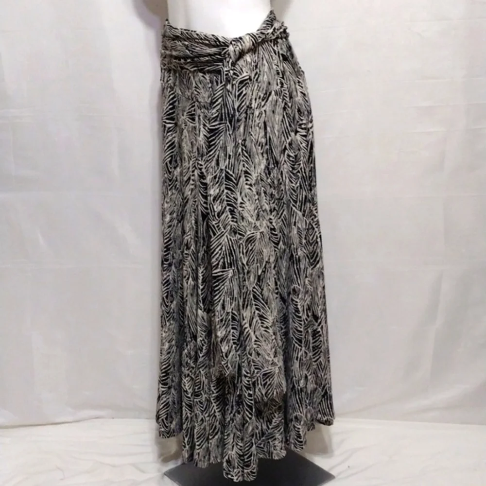 Anthropologie Lapis Abstract Leaf Maxi Skirt Self Tie Waist Boho Resort Small